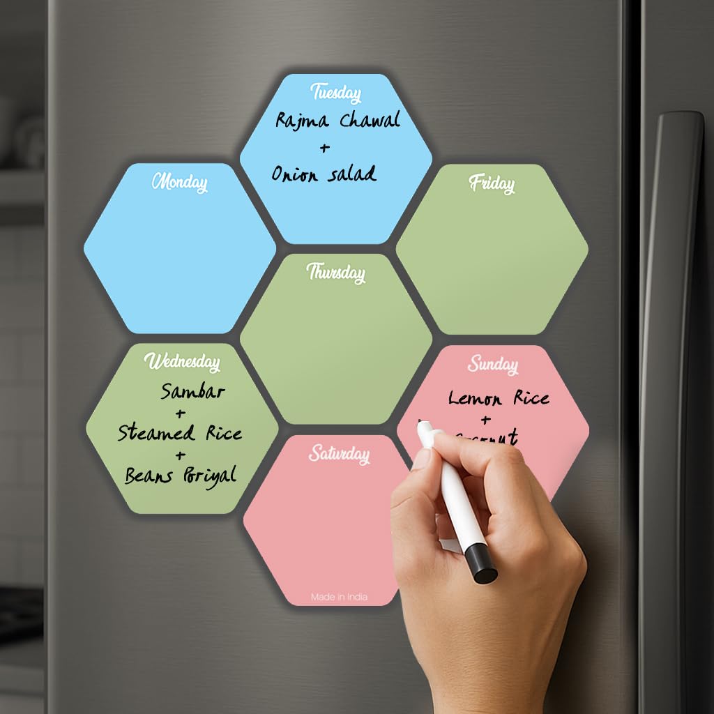 Magnetic fridge grocery planner board