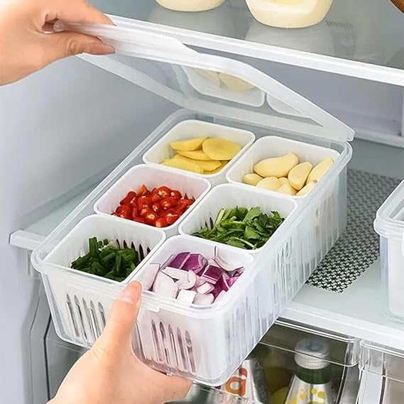 Refrigerator organizer bins for Use First shelf
