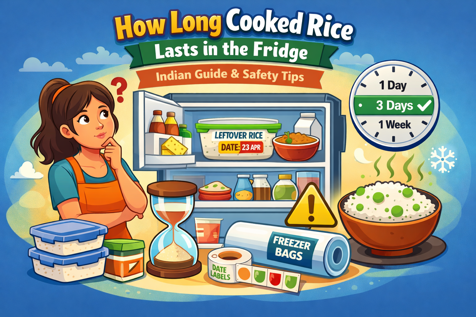 How long cooked rice lasts in the fridge in India